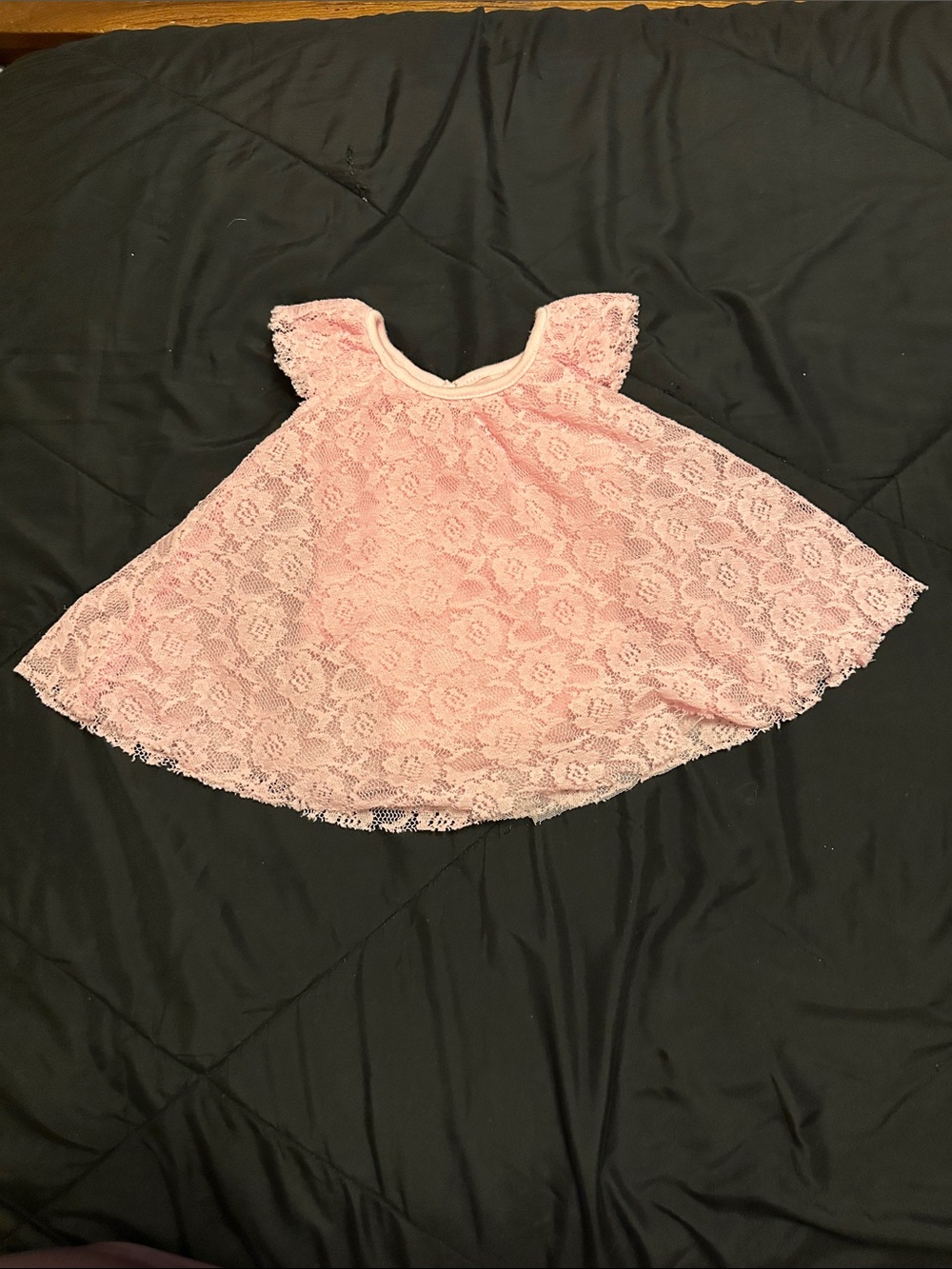 Baby Starters Pink Lace Dress with Flutter Cap Sleeves